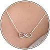 Silver Necklace for Women, 14K White Gold Plated Dainty Infinity, Bead, Star of David, Starfish, Sun, Hummingbird, Flower, Palm Tree Pendant Necklaces Simple Jewelry