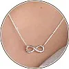 Silver Necklace for Women, 14K White Gold Plated Dainty Infinity, Bead, Star of David, Starfish, Sun, Hummingbird, Flower, Palm Tree Pendant Necklaces Simple Jewelry