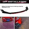 CARIZO Universal Car (4 Pcs, Glossy Black with Red Tongue) Front Bumper Lip Chin Spoiler Splitter Body Kit Compatible with Mahindra Verito