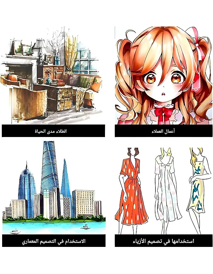 مجموعة أقلام - 24 قلم ماكر فنية ملونة للرسم والحرف ، مثالية للفنانين من جميع الأعمار ، وتشمل حقيبة تخزين يدوية (متعدد , عبوه واحده)