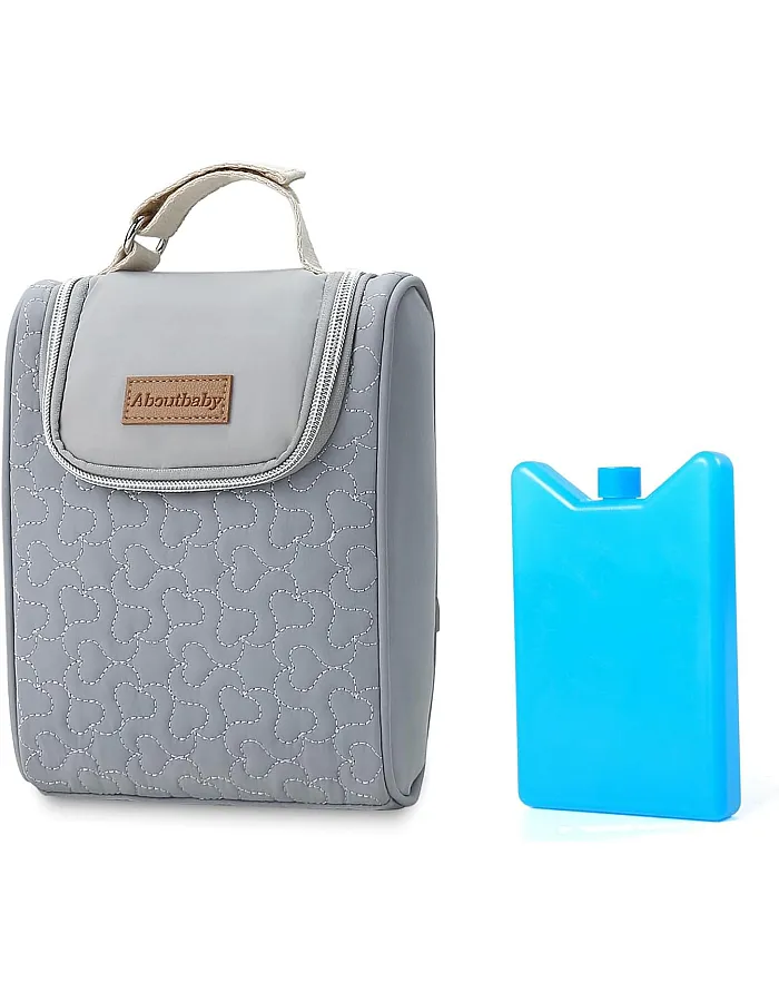 شنطة تبريد لزجاجات الاطفال لتخزين حليب الثدي، شنطة حمل معزولة مع حزام قابل للتعديل، تناسب الزجاجات حتى 9 اونصة، للامهات المرضعات والرعاي