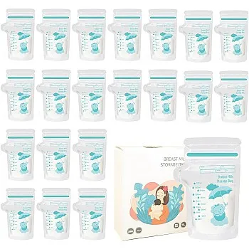 30PCS/250ML Milk Storage Bags Self Standing Design, Collection wit double zip Milk Storage & Freezing Bag Container for Baby Infants Newborn