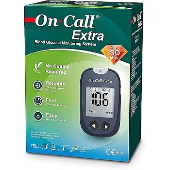 On call Extra device + 50 strip+ lancing device + 10 lancets