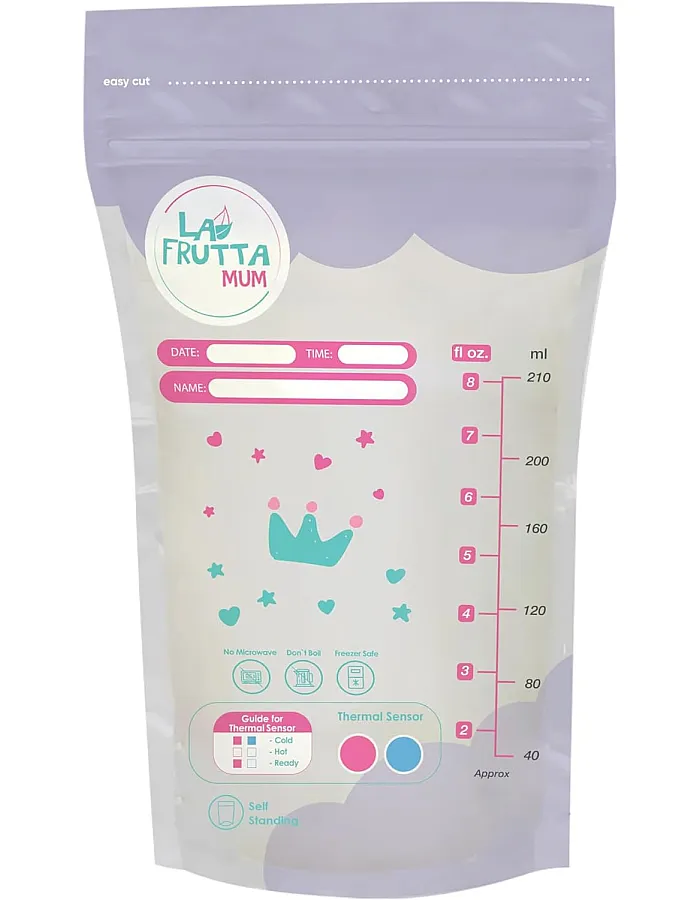 Premium Breastmilk Storage,Bags 210ml,Pre-Sterilized.,Leak proof,Freezer safe,Double zip lock. (210, 25, Piece)