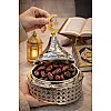 جيني صينية تمر رمضان بتصميم هلال ونجمة، وعاء تقديم انيق للتمور والحلويات، ديكور اسلامي للطاولة