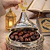 جيني صينية تمر رمضان بتصميم هلال ونجمة، وعاء تقديم انيق للتمور والحلويات، ديكور اسلامي للطاولة