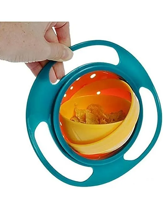 Gyro Spill Proof Spinning Bowl with 360 Rotating Lid - Shield Against Mess: No Need to Wipe Floors & Carpets Every Grill, Ergonomic Design and Easy Handles Let Your Child Love to Eat Yourself