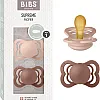 BIBS Supreme Pacifiers 2 Pack | BPA-Free | Symmetrical Nipple| Natural Latex, Made in Denmark | Size 1 (0-6 months (Pack of 2), Woodchuck/Blush