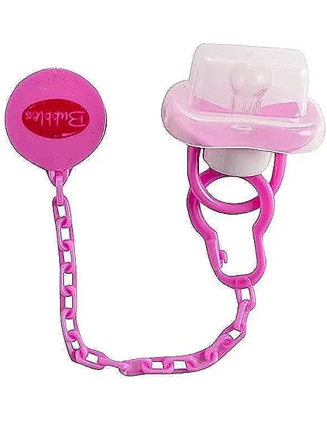 Bubbles pacifier beveled with chain- rose