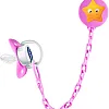 Bubbles pacifier beveled with chain- rose
