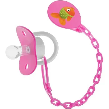 Bubbles pacifier with chain 0-3M Rose
