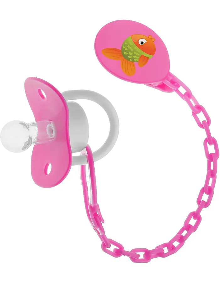 لهاية بتصميم مزود بسلسلة تناسب الأطفال من عمر 0 حتى 3 شهور من بابلز، لون وردي