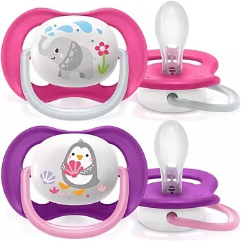Philips Avent Ultra Air Pacifier Orthodontic & BPA, with Extra Ventilation Holes 6-18 Months Pack of 2 Pink Color with Sterlizier and Carrying Case