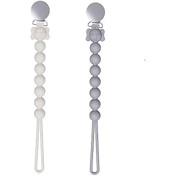 fashion mania Silicone Pacifier Holder Clip, with Transparent Nipple Case, Pacifier Clip for Baby Boys and Girls, One Piece Design Pacifier Clip Holder, Newborn Gift (Grey+White)