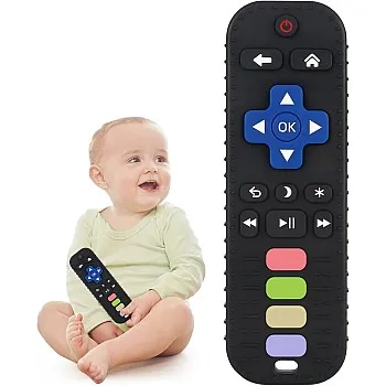 Chuya Baby Teether Toy Chew Toy for Babies 3-24 Months TV Remote Control Shape Teething Relief Baby Toys for Infants (Black)