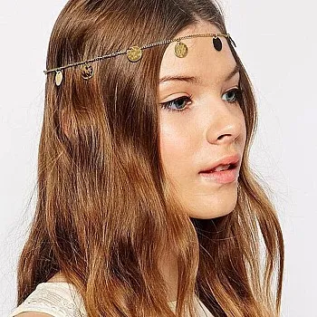 Boho Tassel Head Chain Sequins Hair Chain Gold Bridal Headpieces for Women and Girls