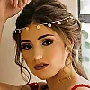 Boho Tassel Head Chain Sequins Hair Chain Gold Bridal Headpieces for Women and Girls