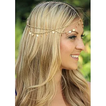 Bridal Boho Gold Head Chain Bridal Headpiece Bohemian Wedding Hair Accessories