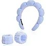 Facial Spa Headband With Wrist Towel Band Set For Women & Girls Makeup Hair Band, Facial Spa Wash Bands, Soft Hand Bands & Headband Combo For Face Washing, Skincare, Beauty (Blue)