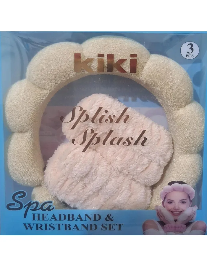Headband and 2 Hair Bands, Women Sponge Terry Towel Headband for Skin Care, Face Washing, Makeup Removal, Shower, Face Mask Application, Soft and Absorbent Material (Light Beige, One Size)