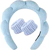 Headband and 2 Hair Bands, Women Sponge Terry Towel Headband for Skin Care, Face Washing, Makeup Removal, Shower, Face Mask Application, Soft and Absorbent Material (Light Beige, One Size)