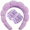 Headband and 2 Hair Bands, Women Sponge Terry Towel Headband for Skin Care, Face Washing, Makeup Removal, Shower, Face Mask Application, Soft and Absorbent Material (Light Beige, One Size)