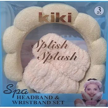 Headband and 2 Hair Bands, Women Sponge Terry Towel Headband for Skin Care, Face Washing, Makeup Removal, Shower, Face Mask Application, Soft and Absorbent Material (Light Beige, One Size)