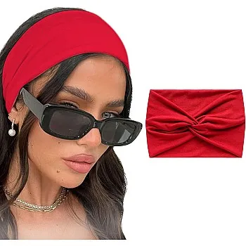 Knitted Cotton Headband for Women's, 95% Cotton, Turban Headband for Women Girls Headwrap Accessories for Women and Girls Cute Knot Hair. (Chili, One Size)