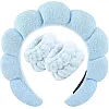 Spa Headband for Washing Face Wristband Sponge Makeup Skincare Headband Terry Cloth Bubble Soft Get Ready Hairband for Women Girl Puffy Padded Headwear Non Slip Thick Hair Accessory (Black, Standard)