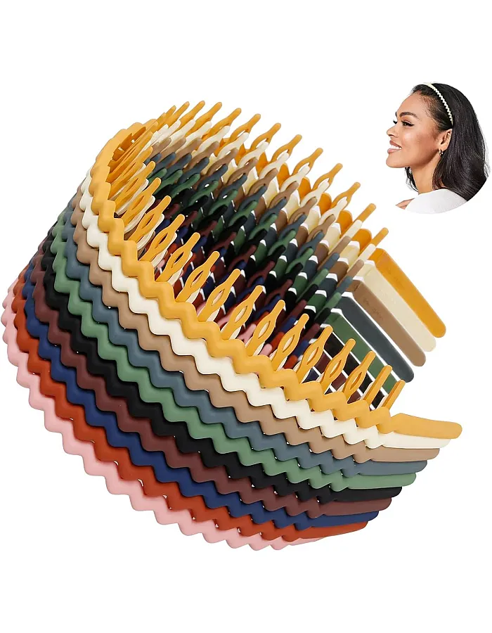 WOVOWOVO Plastic Hair Bands with Teeth, 10 Packs Thin Headbands for Women Girls Teens, Non Slip Hair Comb Head Bands Hair Accessories