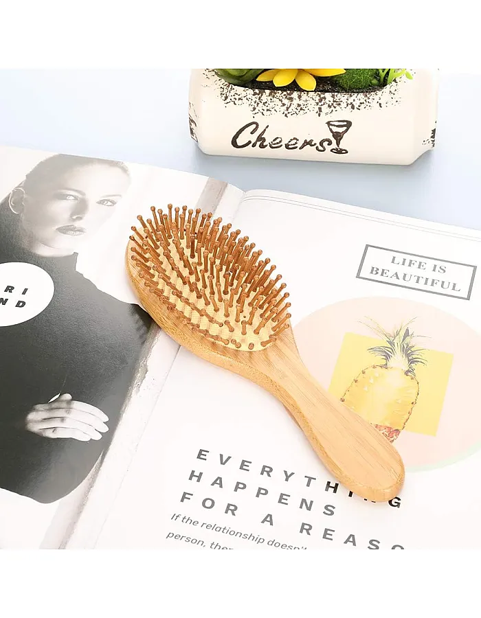 Natural Bamboo Hair Brush Detangling Brush Massage Anti-Static Hair Comb Wooden Hair Comb