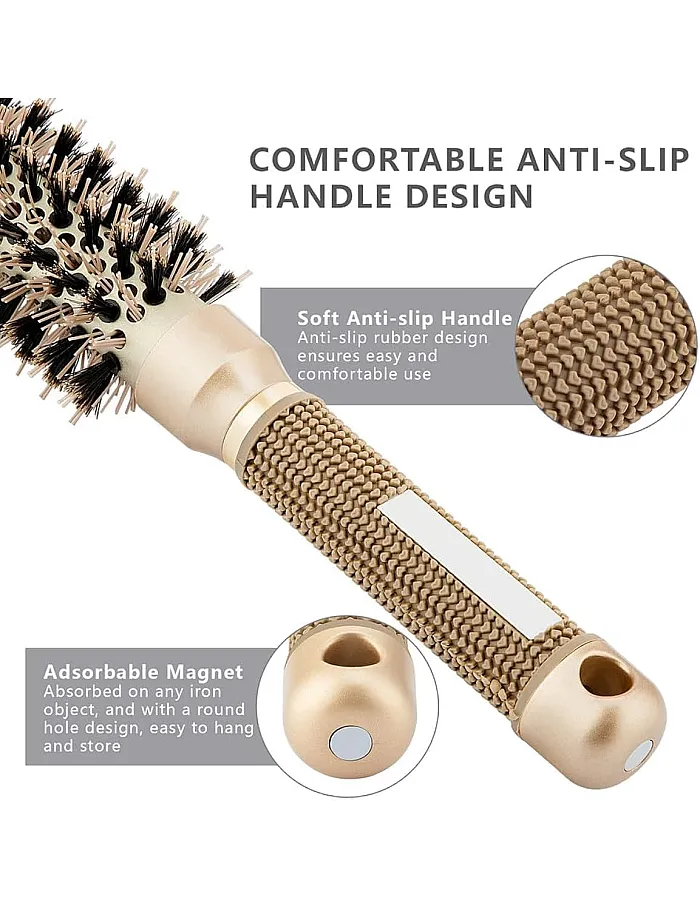 Round Brush for Blow Drying,Thermal Nano Ionic Round Drying Hair brush Professional for Styling Hair Curling Brush-gold (25mm)