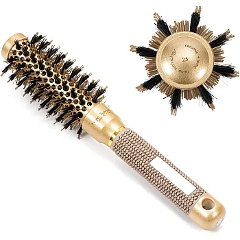 Round Brush for Blow Drying,Thermal Nano Ionic Round Drying Hair brush Professional for Styling Hair Curling Brush-gold (25mm)