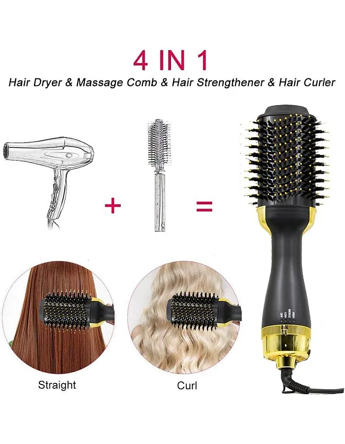 1200W,Hair Dryer Brush, with Black Ion Technology, 1200W,Wide Oval Design 19cm, 3 Heat Settings,360° Airflow, Fast Drying & Styling,Ionic Anti-Frizz Technology.(فرشاه شعر استشوار)
