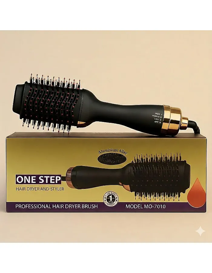 1200W,Hair Dryer Brush, with Black Ion Technology, 1200W,Wide Oval Design 19cm, 3 Heat Settings,360° Airflow, Fast Drying & Styling,Ionic Anti-Frizz Technology.(فرشاه شعر استشوار)