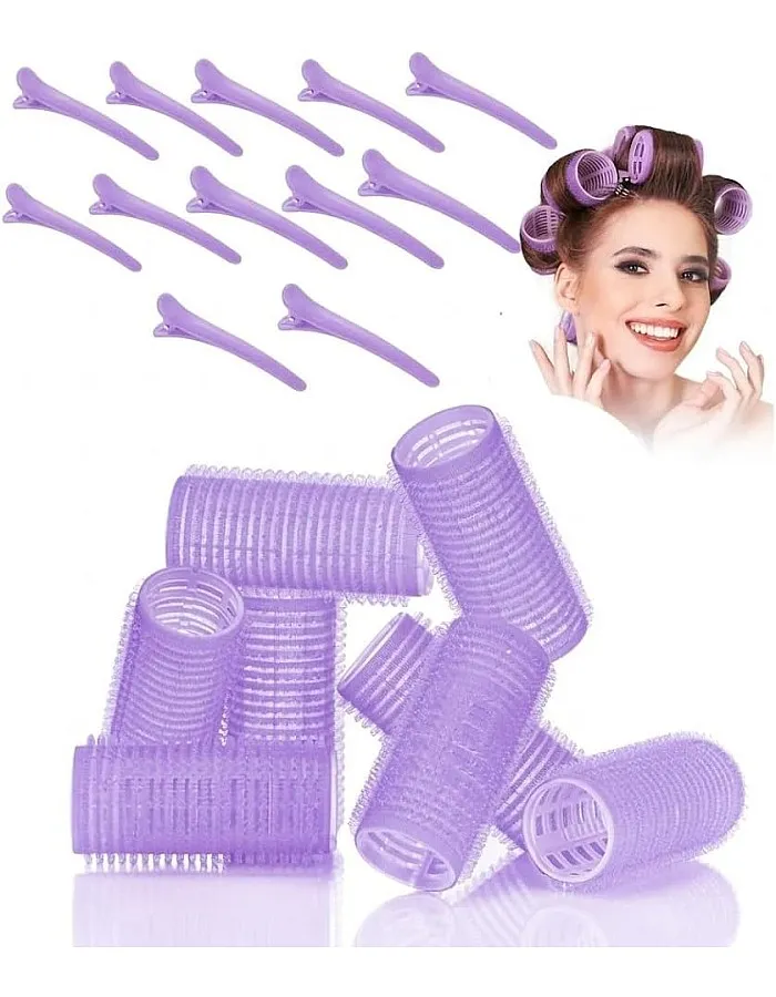 10pcs Self Grip Rollers Salon Hair Dressing Curlers Hair Rollers Self+10 CLIPS adhesive Plastic Hair Curlers DIY Curly Curlers Hairstyle Tools 2.5 cm (MULTICOLOR)