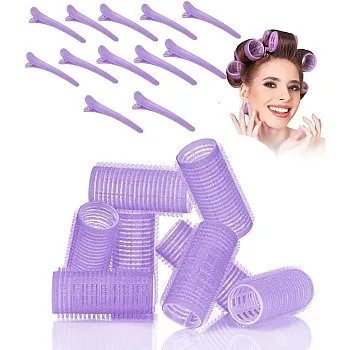 10pcs Self Grip Rollers Salon Hair Dressing Curlers Hair Rollers Self+10 CLIPS adhesive Plastic Hair Curlers DIY Curly Curlers Hairstyle Tools 2.5 cm (MULTICOLOR)