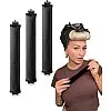 Fekra 3 Set Jumbo Heatless Hair Curlers for Long Hair Rods Heatless Curls Curling Headband No Heat Hair Rollers for Long Hair Volume Blow Out Women Hair Waver Tool (Black, Large)