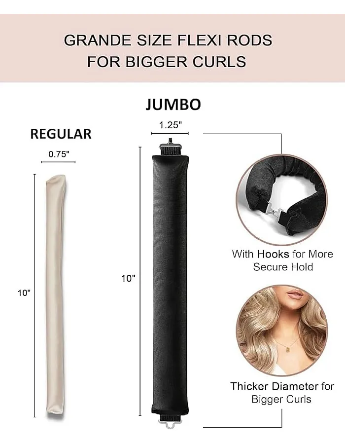 Fekra 3 Set Jumbo Heatless Hair Curlers for Long Hair Rods Heatless Curls Curling Headband No Heat Hair Rollers for Long Hair Volume Blow Out Women Hair Waver Tool (Black, Large)