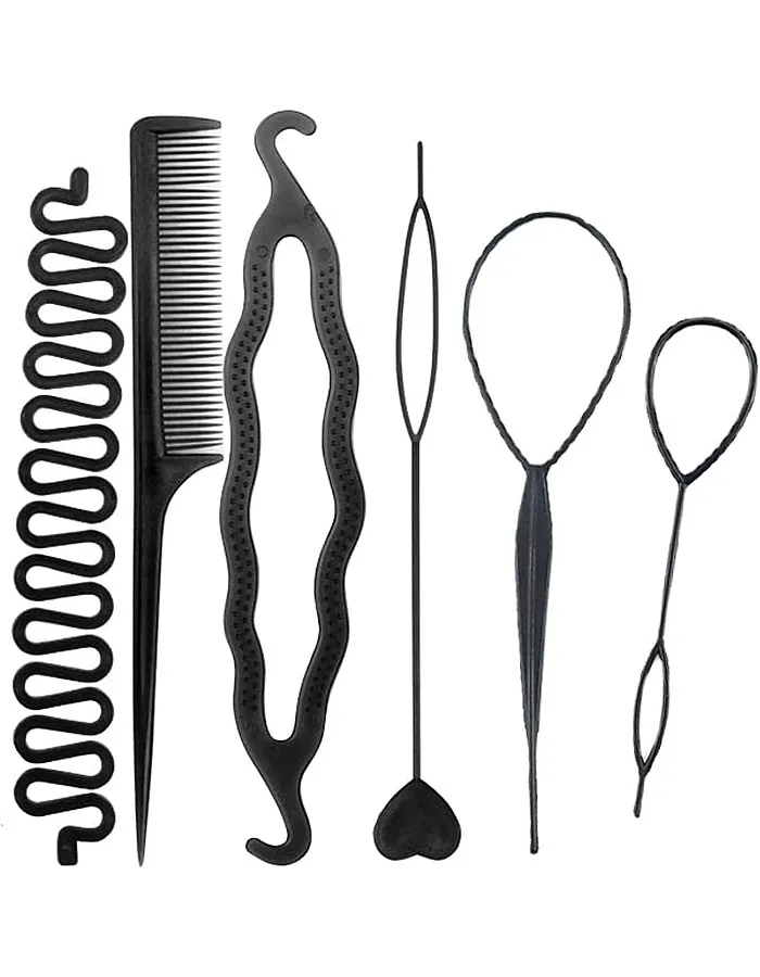 Hair Braiding Tools Hair Loop Styling Tools French Braiding Tools Hair Pull-Through Tools DIY Hair Styling Tools Hair Braiding Tools for Women and Girls (Pack of 6 )