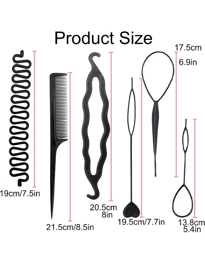 Hair Braiding Tools Hair Loop Styling Tools French Braiding Tools Hair Pull-Through Tools DIY Hair Styling Tools Hair Braiding Tools for Women and Girls (Pack of 6 )