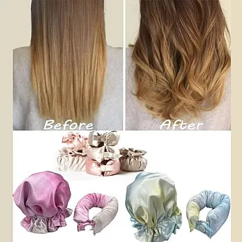 Satin Heatless Hair Curlers Set, 6 Pack Overnight Curling Rollers with Hair Caps, brown, Small Size, All Hair Types, 15 cm Width