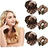 Satin Heatless Hair Curlers Set, 6 Pack Overnight Curling Rollers with Hair Caps, brown, Small Size, All Hair Types, 15 cm Width