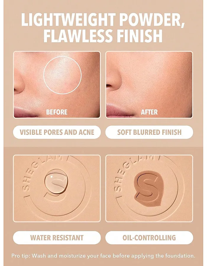 SHEGLAM SKIN HIGH COVER POEDER FOUNDATION NO.PORCELAIN