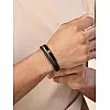 Generic Braided Bracelet Leather Charm Men's Bangle Rope With Lock For Men Jewelry Gift in Black