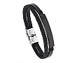 Generic Braided Bracelet Leather Charm Men's Bangle Rope With Lock For Men Jewelry Gift in Black