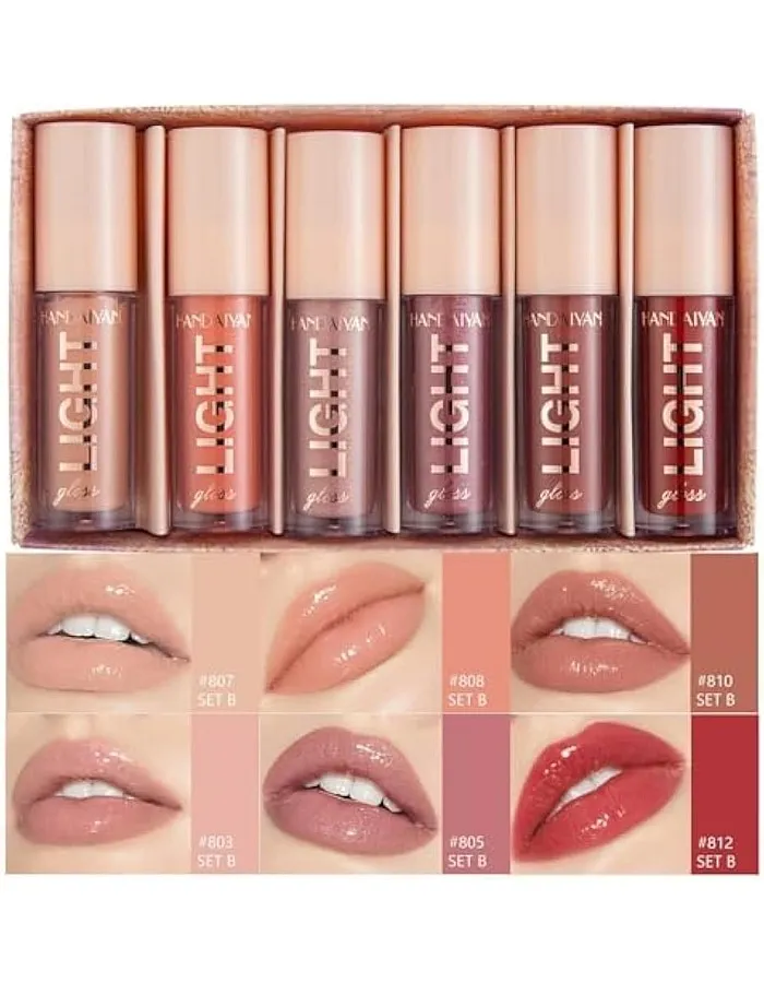 Beauty beast Moisturizing Lipgloss Set 6PCS Smooth Hydrating Lip Gloss Neutral Nude Nourishing Glossy Lipgloss for Women and Girls (MZ-CC6SETB-BB, Compact)