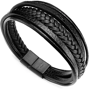 murtoo Mens Leather Bracelet with Clasp Cowhide Multi-Layer Braided Leather Mens Bracelet