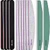 Roleelex 12 Pieces Nail Files and Buffers Professional Nail File Set Dual Sided 100/180 Grit Emery Boards Nail Shaping 800/4000 Buffer Block Nail Polisher Manicure Pedicure Tool for Home and Salon