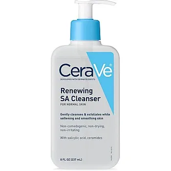 CeraVe Renewing Salicylic Acid Cleanser, Formulated With Hyaluronic Acid, Niacinamide, & Ceramides, Gentle BHA Exfoliating Face Wash Smooths & Softens Skin, Non Comedogenic & Fragrance Free, 8 Ounce